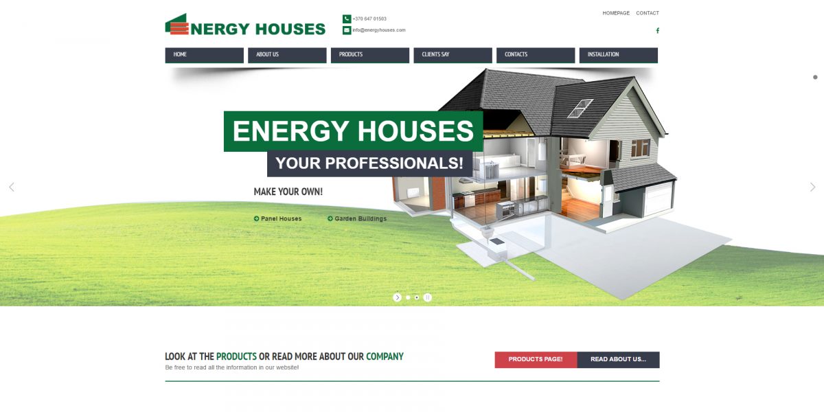 Energyhouses.com Internetinės svetainės kūrimas
